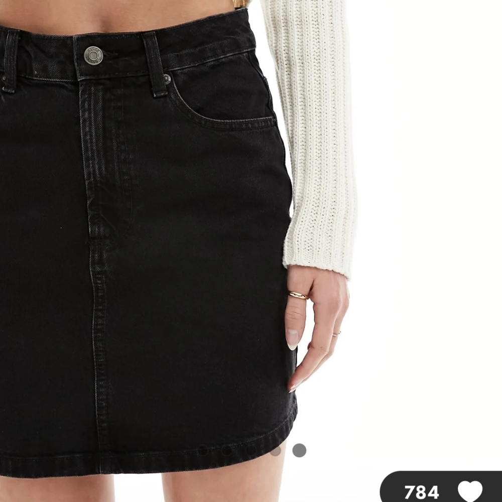 ASOS DESIGN Tall Denim High Waist Mini Skirt in Black, 14 Tall - Picture 4 of 4